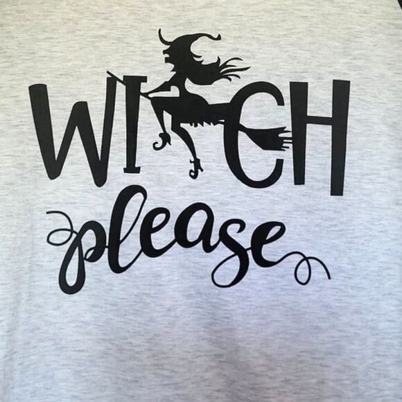 "Witch Please" Black & Grey Raglan Women's Top Size Small Halloween - Picture 3 of 3